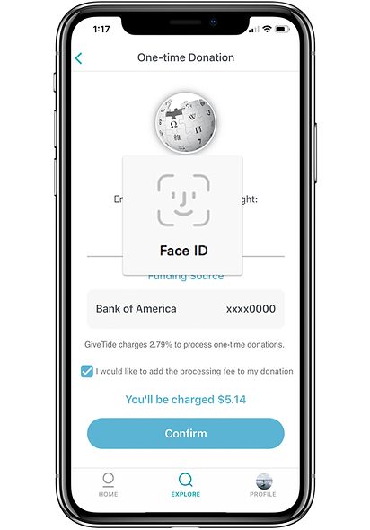 Make simple and secure One-Time Donations with GiveTide: donate any amount, anywhere, at any time.
